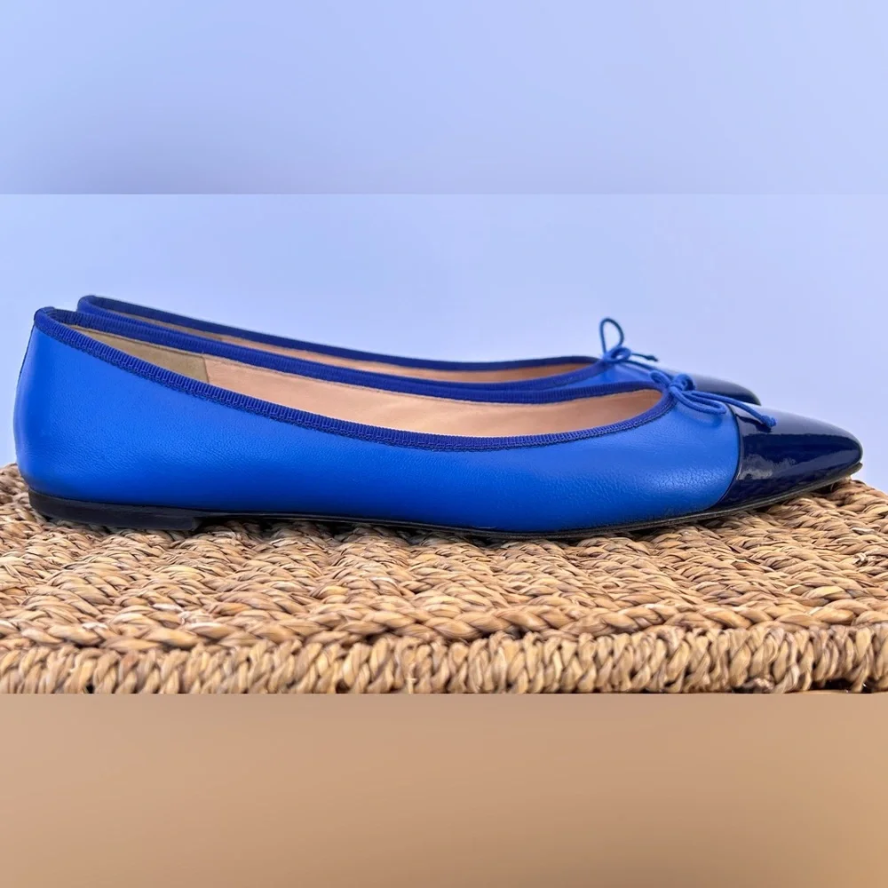 J. Crew Women’s Leather Gemma Cap Toe‎ Flats Slip On Point Toe Royal Size 10